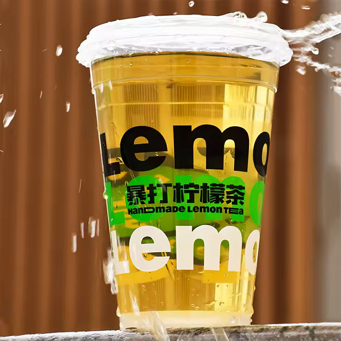 Custom Logo 1000ml 32oz Transparent/Frost Hard PP Plastic Bubble Tea Cups Fruit Tea Large Cup